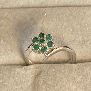14K White Gold Emerald Ring- Women's Size 5.5